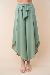 Chic White Birch High-Waisted Woven Pants with Elegant Tulip Hem